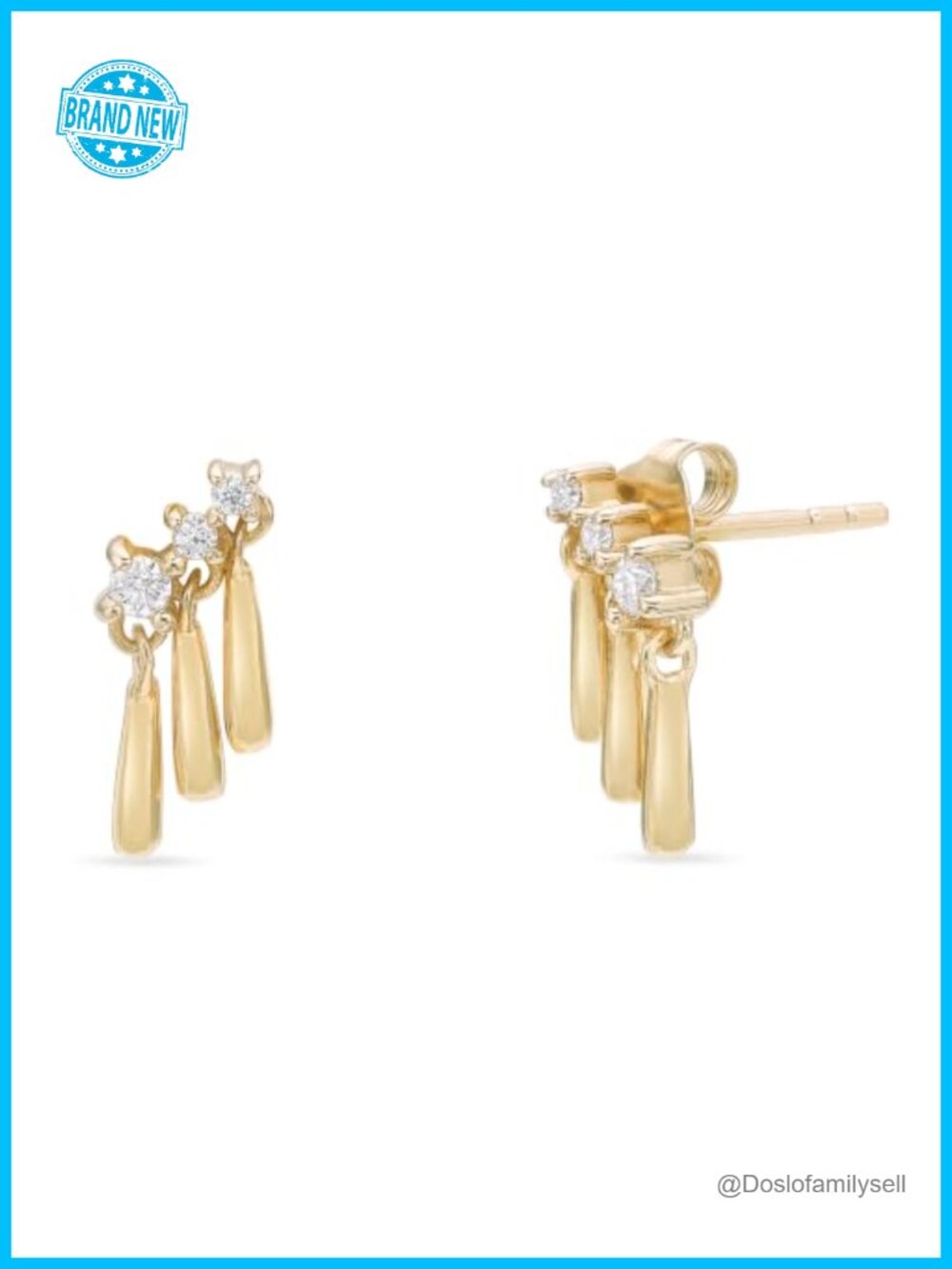 18k Yellow Gold Plated 925 Sterling Silver Lab Grown Diamond Ear Climber